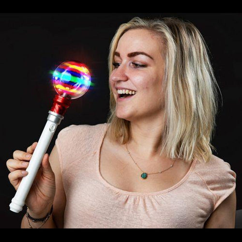 LED Light Up 12 inch Spinning Ball Wand - Glow-Paradise