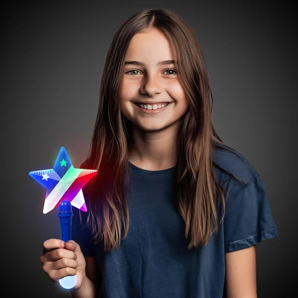 LED Light Up Flashing Star Prism Wand