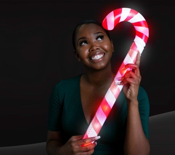 Giant LED Light Up Flashing Candy Cane Wand - Glow-Paradise