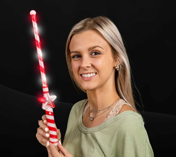 LED light up Candy Cane Star Wand - Glow-Paradise