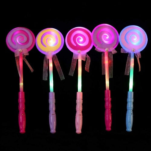 LED Light-Up Lollipop Glow Stick Wand (5 wands per pack) - Glow-Paradise