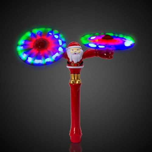 LED Light Up 10 Inch Santa Swivel Dual Spinner (1pcs) - Glow-Paradise