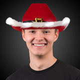 Light Up Christmas Santa Claus Cowboy Hat - Glow-Paradise