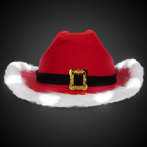 Light Up Christmas Santa Claus Cowboy Hat - Glow-Paradise