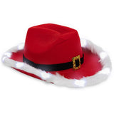 Light Up Christmas Santa Claus Cowboy Hat - Glow-Paradise