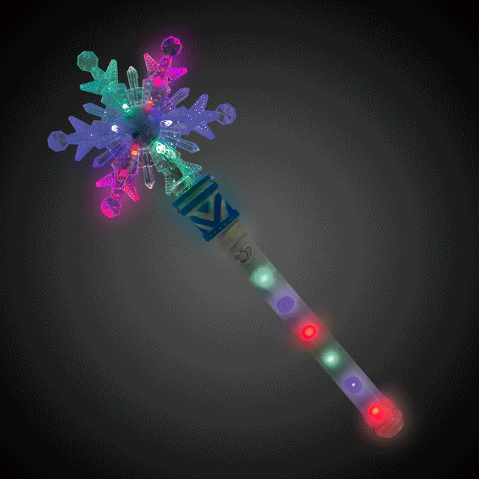 LED Light Up Snowflake Wand with Light-Up Handle - Glow-Paradise