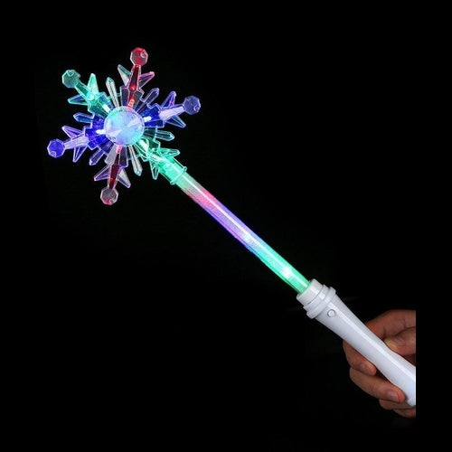LED Light Up Snowflake Wand- Multi Color (1pcs) - Glow-Paradise