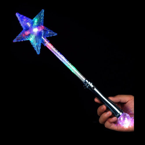 LED Light Up 16 Inch Star Wand with Crystal Ball - Glow-Paradise