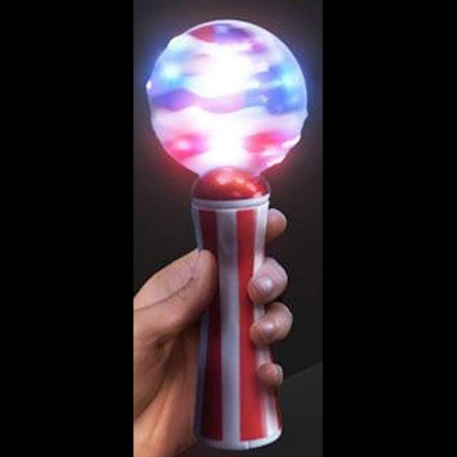 LED Light Up USA Flag Spinning Wand - Red White Blue - Glow-Paradise