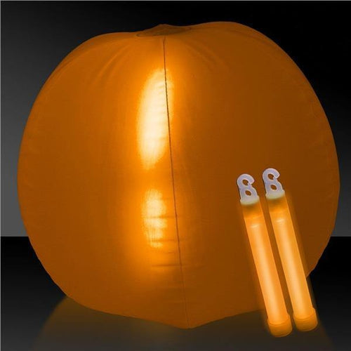 12 Inch Glow in The Dark Beach Ball (Orange Color, 1 Glow Stick Included) - Glow-Paradise