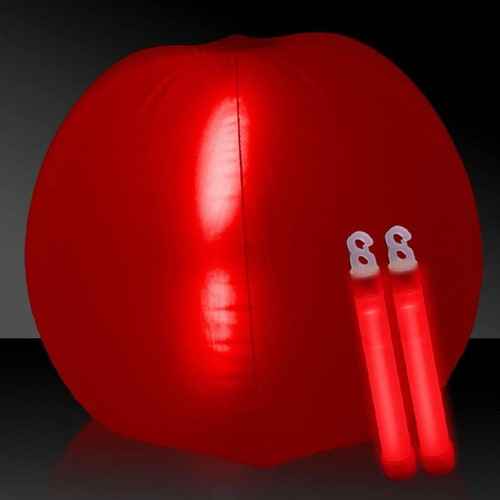 24 Inch Glow in The Dark Beach Ball (Red Color, 1 Ball Per Pack) - Glow-Paradise