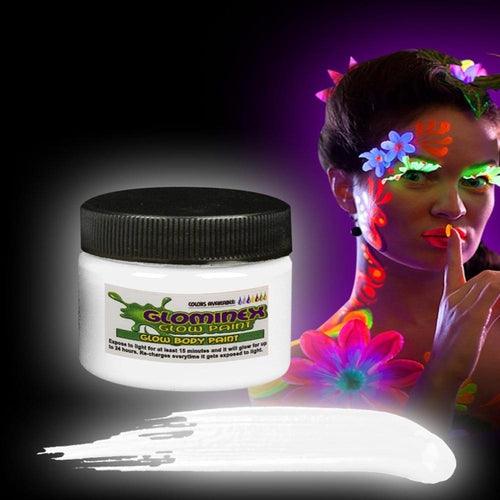 Glominex Glow Body Paint 1oz Jar (White Color, 1 Jar Per Pack) - Glow-Paradise