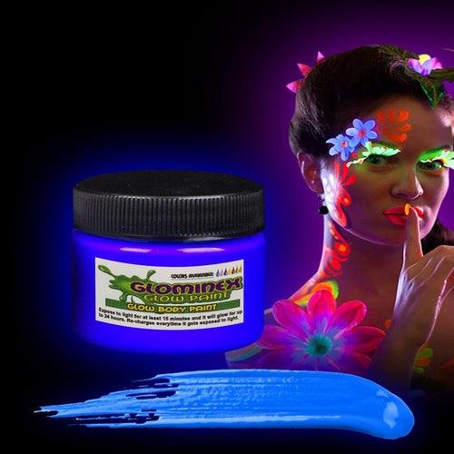 Glominex Glow Body Paint 1oz Jar (Blue Color, 1 Jar Per Pack) - Glow-Paradise