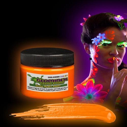 Glominex Glow Body Paint 1oz Jar (Orange Color, 1 Jar Per Pack) - Glow-Paradise