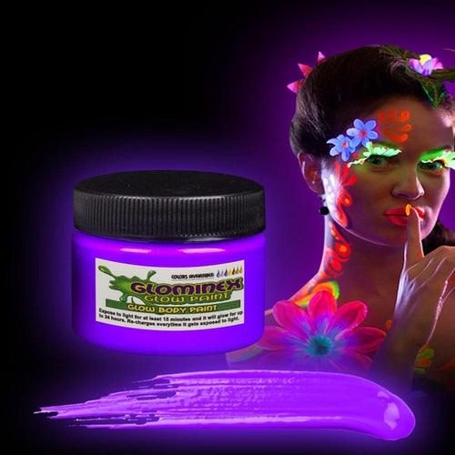 Glominex Glow Body Paint 1oz Jar (Purple Color, 1 Jar Per Pack) - Glow-Paradise