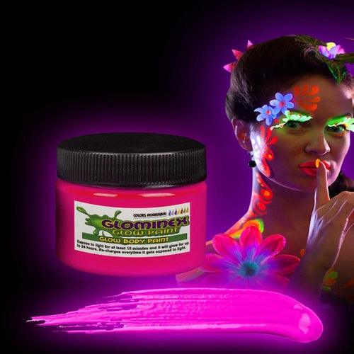 Glominex Glow Body Paint 1oz Jar (Pink Color, 1 Jar Per Pack) - Glow-Paradise