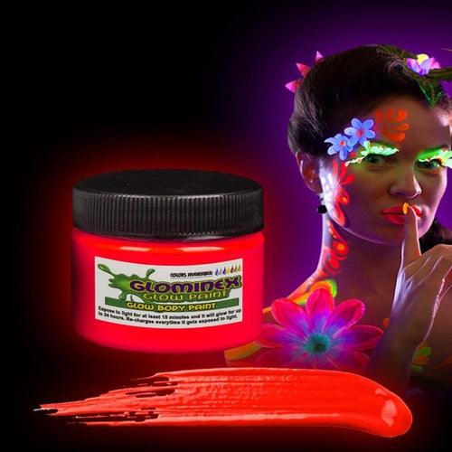 Glominex Glow Body Paint 1oz Jar (Red Color, 1 Jar Per Pack) - Glow-Paradise