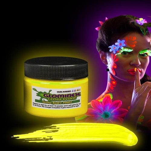 Glominex Glow Body Paint 1oz Jar (Yellow Color, 1 Jar Per Pack) - Glow-Paradise