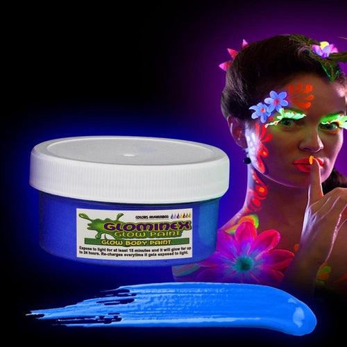 Glominex Glow Body Paint 2oz Jar (Blue Color, 1 Jar Per Pack) - Glow-Paradise