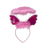 LED Pink Plush Angel Headband (1 Quantity Per Pack) - Glow-Paradise