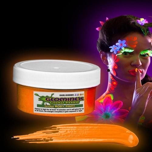 Glominex Glow Body Paint 2oz Jar (Orange Color, 1 Jar Per Pack) - Glow-Paradise