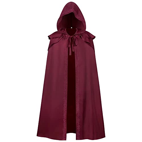 CNECIN Gothic Mysterious Renaissance Wizard Witch Hooded Cloak Halloween Cosplay Costume Party Cape for Men Women - Glow-Paradise