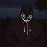 Depointer Halloween Scary Mask Cosplay Led Costume Mask EL Wire Light up Halloween Festival Party,Orange/Blue - Glow-Paradise