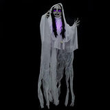 JOYIN 43" Halloween Hanging Ghost Decoration, Halloween Scary Hanging Ghost Girl with Light-up Head for Halloween Outdoor, Yard, Patio Decoration, Halloween Haunted House Decorations - Glow-Paradise