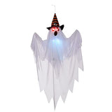 29.5'' Halloween Ghosts Decorations with Witch Hats (3 Pcs) , Light-up Hanging Ghost Decorations with Spooky Red Eyes for Halloween Yard Lawn Patio Decorations Party Décor and Trick-or-Treat Party - Glow-Paradise