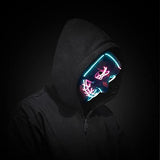 Halloween Scary Mask with LED Gloves Kit, LED Costume Mask EL Wire Light Up Mask for Halloween Costume Festival Cosplay(Mix Pink&Blue) - Glow-Paradise