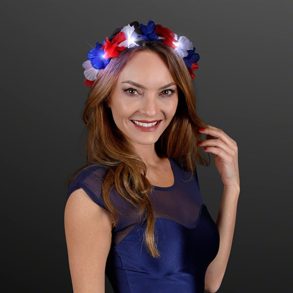 Autumn Festival Harvest Light Up Flower Crown Headband LED (Red/White/Blue Color, 1 Quantity Per Pack) - Glow-Paradise