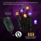 iBaycon Orange and Purple Halloween Lights, Battery Operated 66ft 200 LED Orange+Purple String Lights Waterproof Halloween Lights with 8 Modes & Timer for Halloween Decorations（Orange+Purple） - Glow-Paradise
