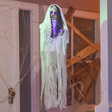 JOYIN 43" Halloween Hanging Ghost Decoration, Halloween Scary Hanging Ghost Girl with Light-up Head for Halloween Outdoor, Yard, Patio Decoration, Halloween Haunted House Decorations - Glow-Paradise