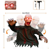 Animated Halloween Decorations Outdoor Halloween Props Scary Groundbreaker Zombie with LED Eyes, Swing Body and Creepy Sound, Perfect for Halloween Lawn Graveyard Haunted House Outdoor Zombie Decors - Glow-Paradise