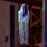 JOYIN 43" Halloween Hanging Ghost Decoration, Halloween Scary Hanging Ghost Girl with Light-up Head for Halloween Outdoor, Yard, Patio Decoration, Halloween Haunted House Decorations - Glow-Paradise