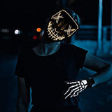Halloween Mask LED Light Up Scary Mask with Skull Gloves 3 Lighting Modes for Festival Parties Cosplay (Yellow) - Glow-Paradise