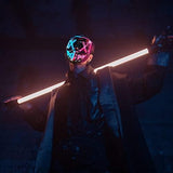 Depointer Halloween Scary Mask Cosplay Led Costume Mask EL Wire Light up Halloween Festival Party, Pink/White - Glow-Paradise