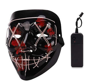 Depointer Halloween Scary Mask Cosplay Led Costume Mask EL Wire Light up Halloween Festival Party(White) - Glow-Paradise