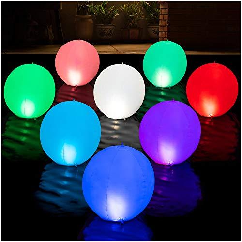 HAPIKAY Solar Floating Pool Lights - 14 Inch Inflatable and Waterproof LED Color Changing Light Orbs- Floats or Hang in Pool, Garden, Backyard, Patio, Party (1, English) - Glow-Paradise