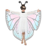 Butterfly Wings for Kids Butterfly Shawl Fairy Girl Cape Nymph Pixie Costume Halloween Accessory Children Size (Pink Blue c) - Glow-Paradise