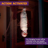 JOYIN 35" Halloween Animated Hanging Corpse with LED Light Up Eyes & Sound Effect for Indoor and Outdoor Decorations - Glow-Paradise