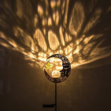 Hapjoy Solar Lights Outdoor Garden Decor Solar Moon Lantern for Patio,Lawn or Pathway Moon Decorations Crackle Glass Globe Stake Metal Lights Waterproof Warm LED Garden Gifts (Bronze) - Glow-Paradise