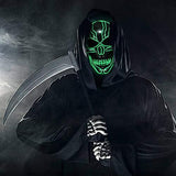 ILEBYGO LED Purge Mask Halloween Light Up Mask Scary Mask with EL Wire 3 Flashing-Modes for Halloween Festival, Party, Cos Play (Green) - Glow-Paradise