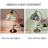 Magcolor Tiffany Stained Glass Style Table Lamp Handcrafted Purple Flowers Color Lattice Glass Lampshade Living Room Lamp Bedside Lamp (Purple 6inch) - Glow-Paradise