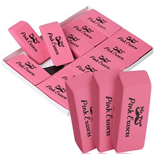 Pink Pencil Erasers, Large, Pack of 12 - Glow-Paradise