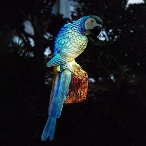 Garden Solar Light Outdoor Decor, Resin Parrot Solar LED Light for Outdoor, Animal Waterproof Light for Flower Fence Lawn Passage Walkway Courtyard Party Decoration, Blue Parrot - Glow-Paradise