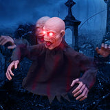 Animated Halloween Decorations Outdoor Halloween Props Scary Groundbreaker Zombie with LED Eyes, Swing Body and Creepy Sound, Perfect for Halloween Lawn Graveyard Haunted House Outdoor Zombie Decors - Glow-Paradise