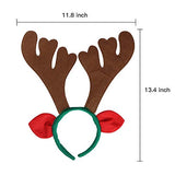 12 pcs - Christmas Reindeer Antlers Headband Deer for Holiday Kid's Party Favors - Glow-Paradise