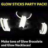 PartySticks Glow Sticks Party Supplies 100pk - 8 Inch Glow in The Dark Light Up Sticks Party Favors, Glow Party Decorations, Neon Party Glow Necklaces and Glow Bracelets with Connectors (White) - Glow-Paradise