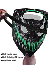Venobat Halloween Mask LED Light Up Mask for Adults Kids - 4 Pack Cool Neon Glow Mask with Dark and Evil Glowing Eyes 3 Lighting Modes El Wire for Halloween Costume Festival Cosplay (Red+Blue+Purple+Green) - Glow-Paradise